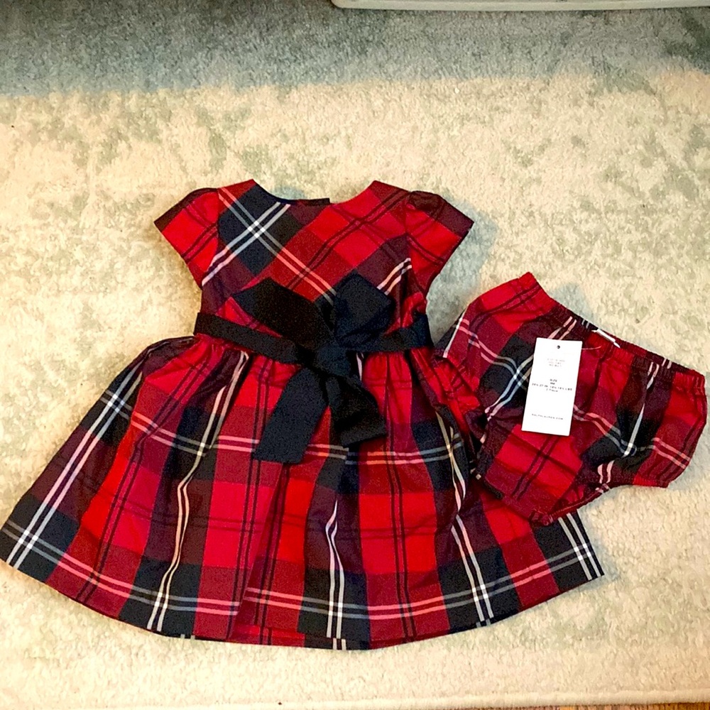 Ralph Lauren 6 Month Baby Girl Plaid Holiday Dress no tags worn once